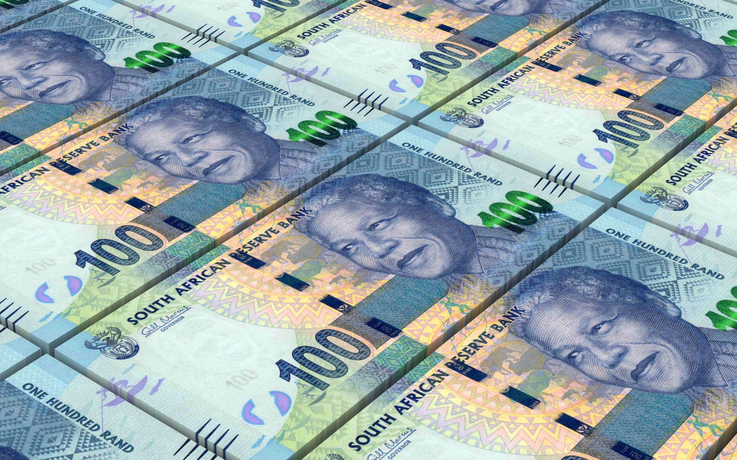 South african rands bills stacks background Computer generated 3D photo rendering