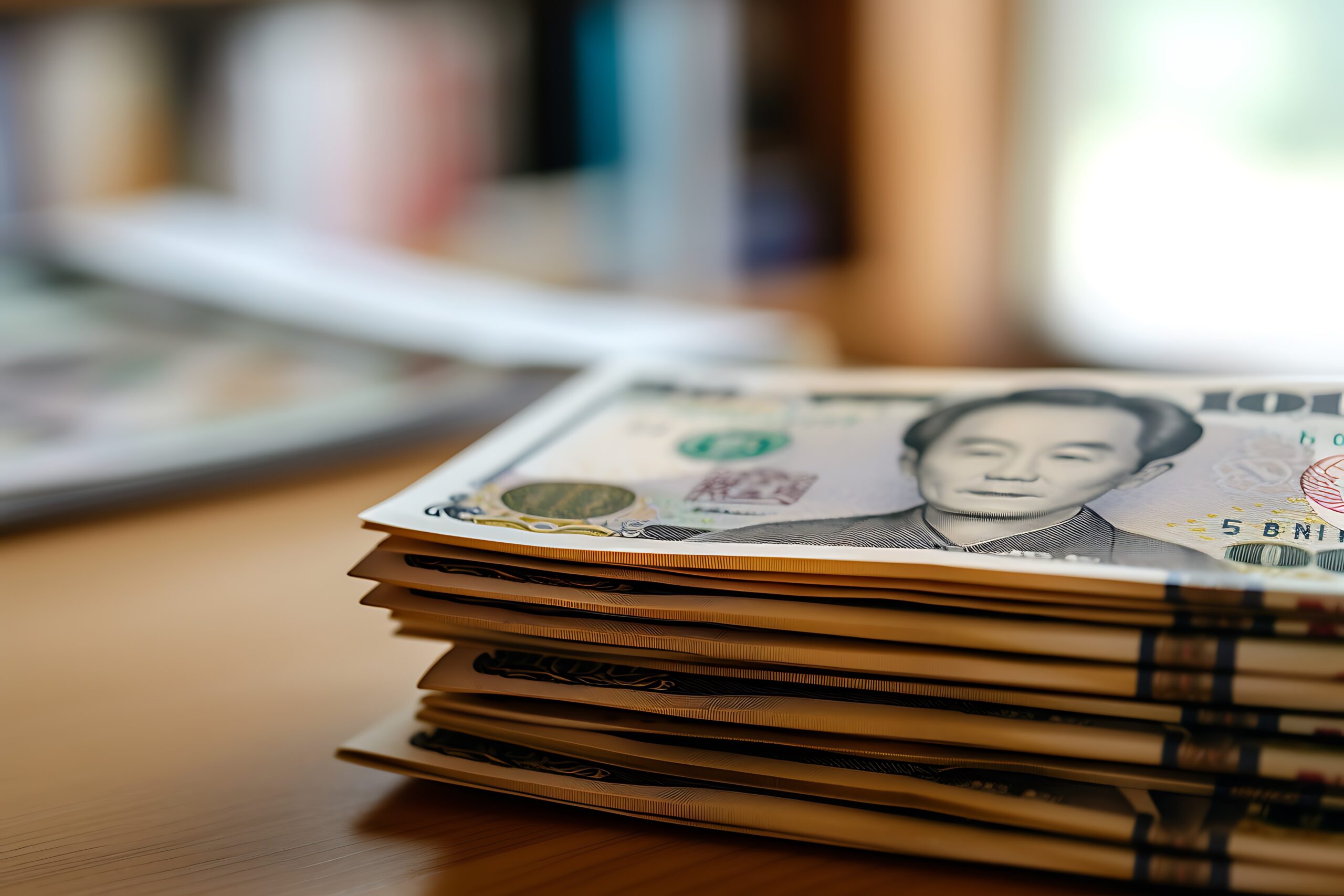 stack of japanese yen bills