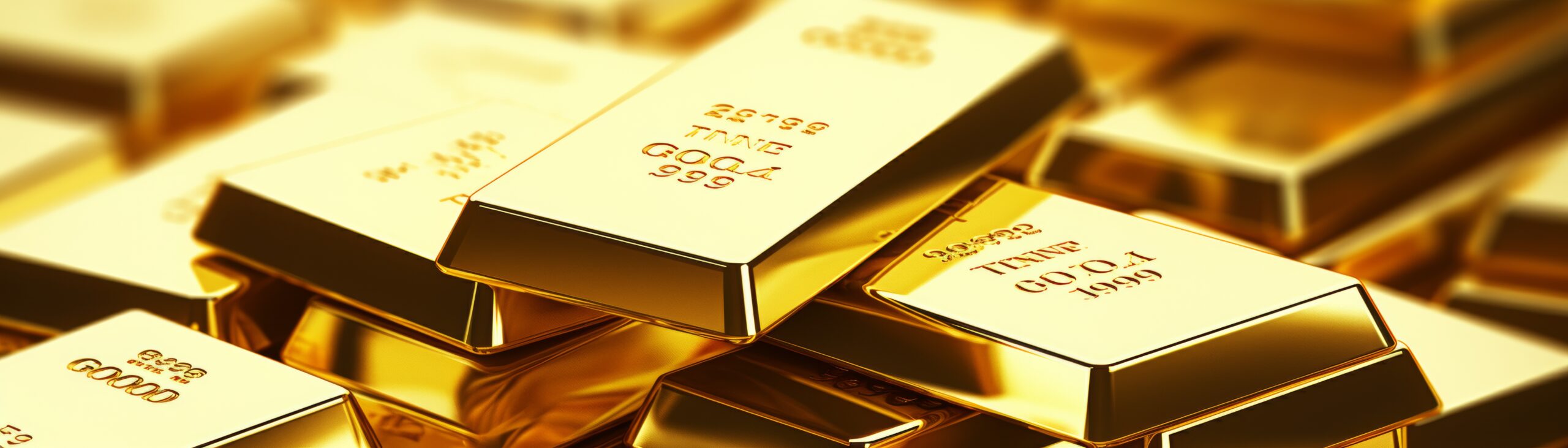 Ai generated ofGold bars Gold ingot bullion gold bank vault stacked image close up many pure gold bar ingot put on the black color with bokeh surface many pile of gold bars in golden background