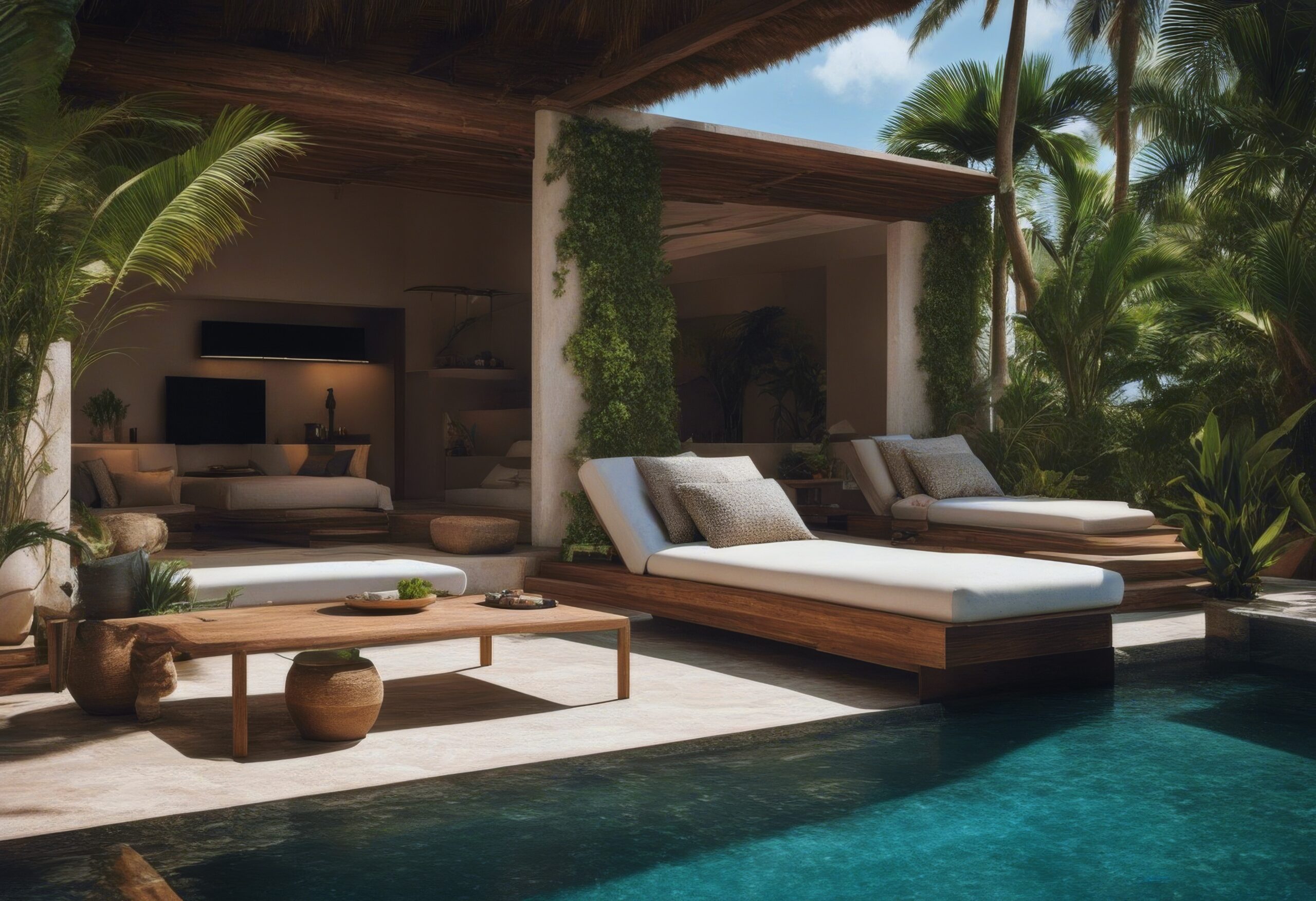 Living Room Views Outdoor Area Made Interior Mexico Style Entertaining Tulum Pool