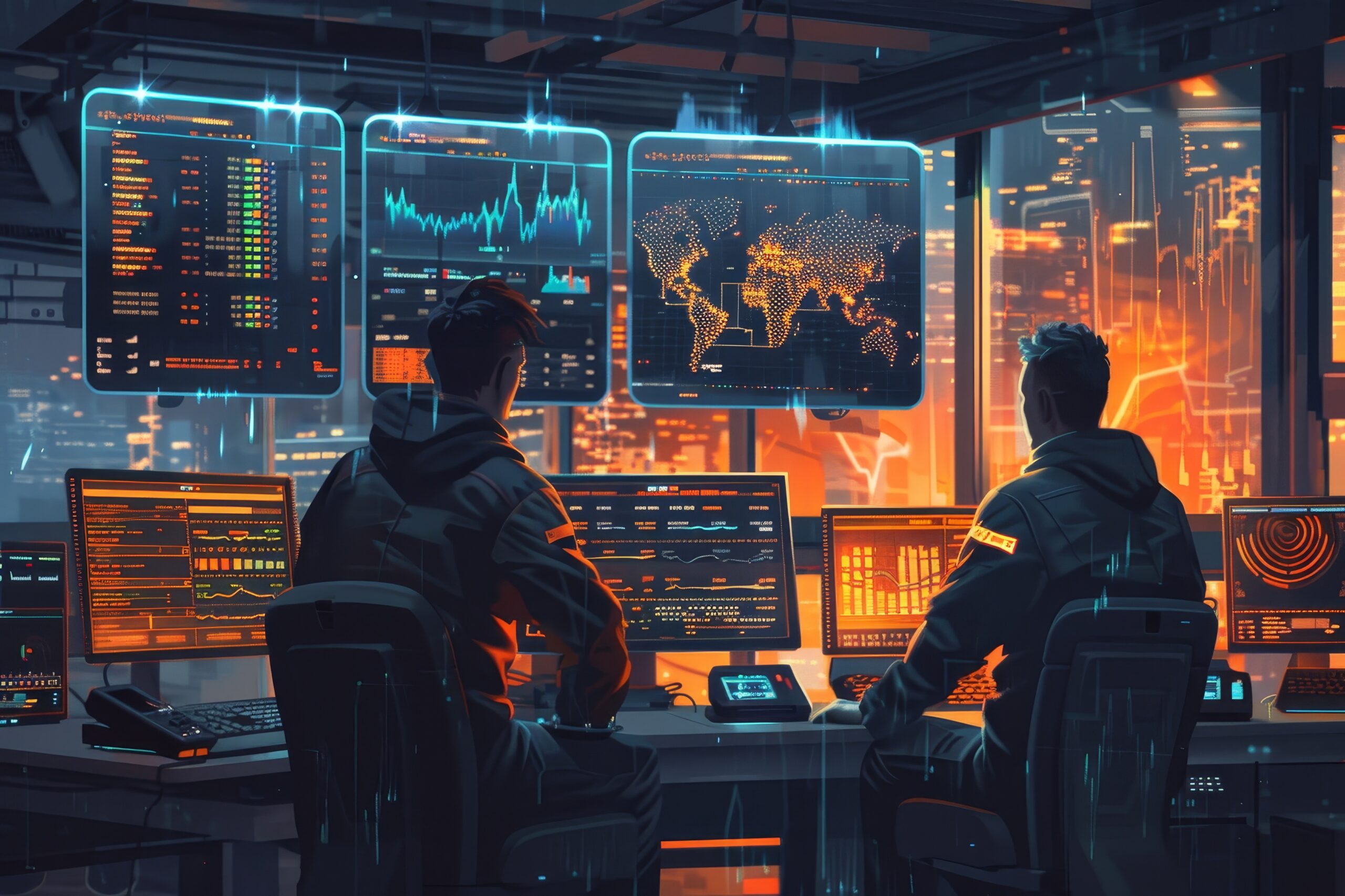 crypto traders discussing trading charts research reports growth looking at monitor analyzing strategy financial risks concept ai generated art Generative AI