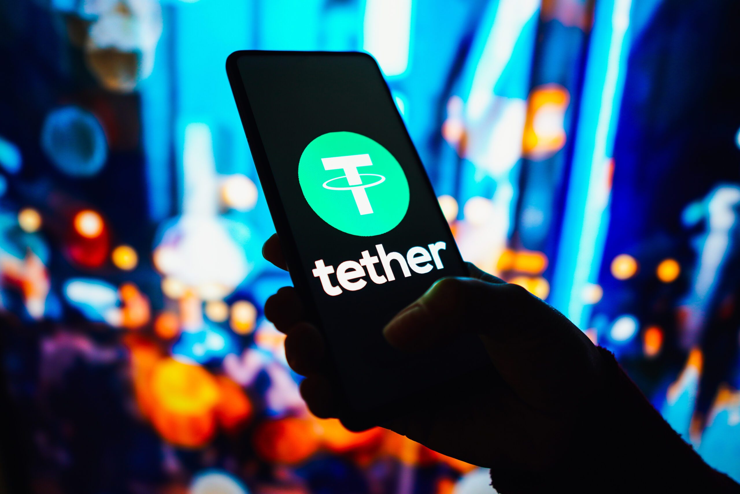 September 20 2022 Brazil In this photo illustration the Tether logo seen displayed on a smartphone