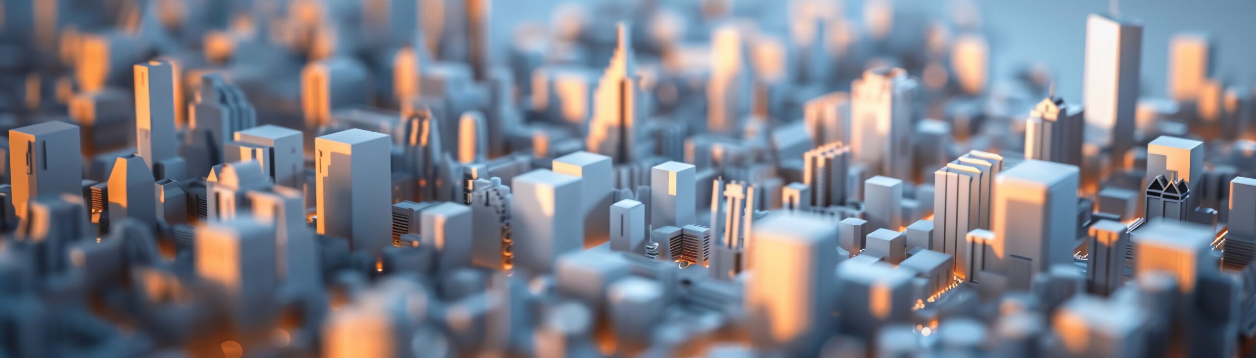 3D render icon 3D cityscape with highlighted buildings representing companies investing in AI research Executive perspective icon 3d business