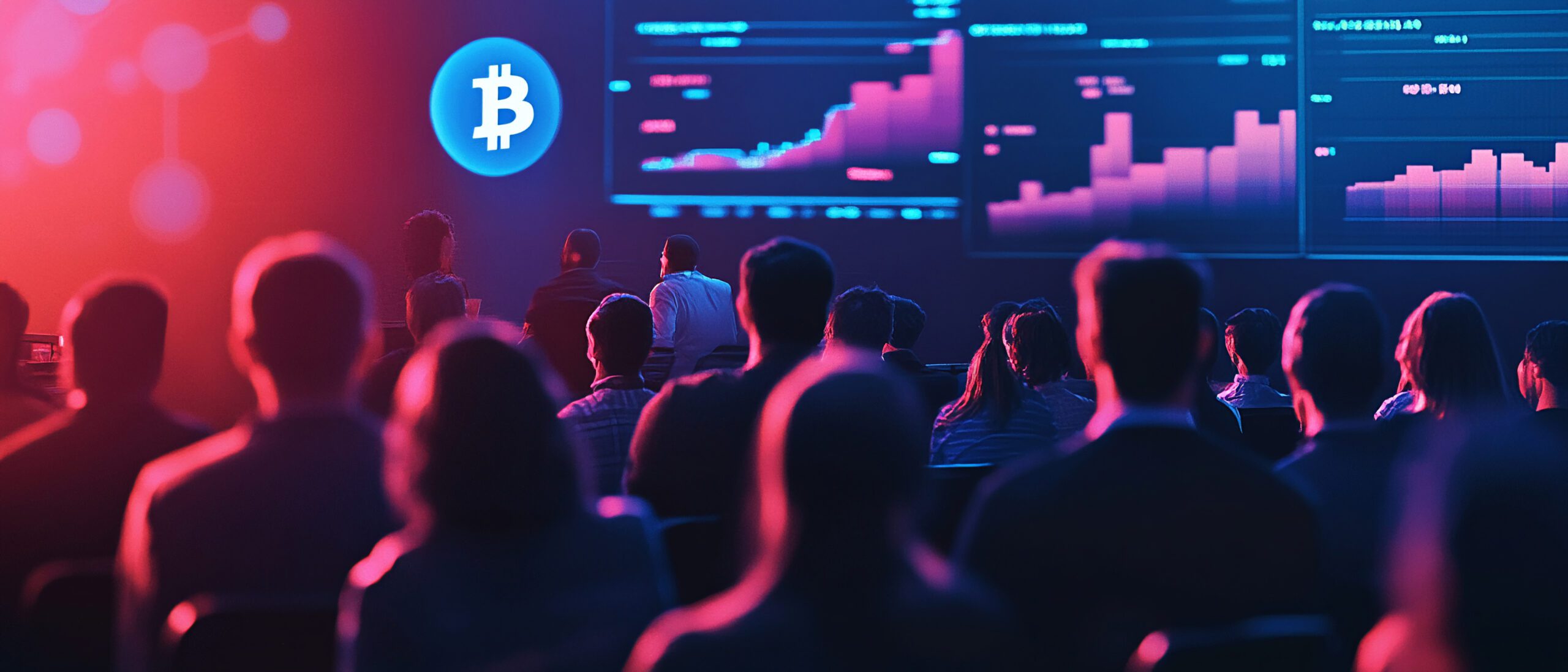 A group of people attending a seminar on cryptocurrency investment people attending