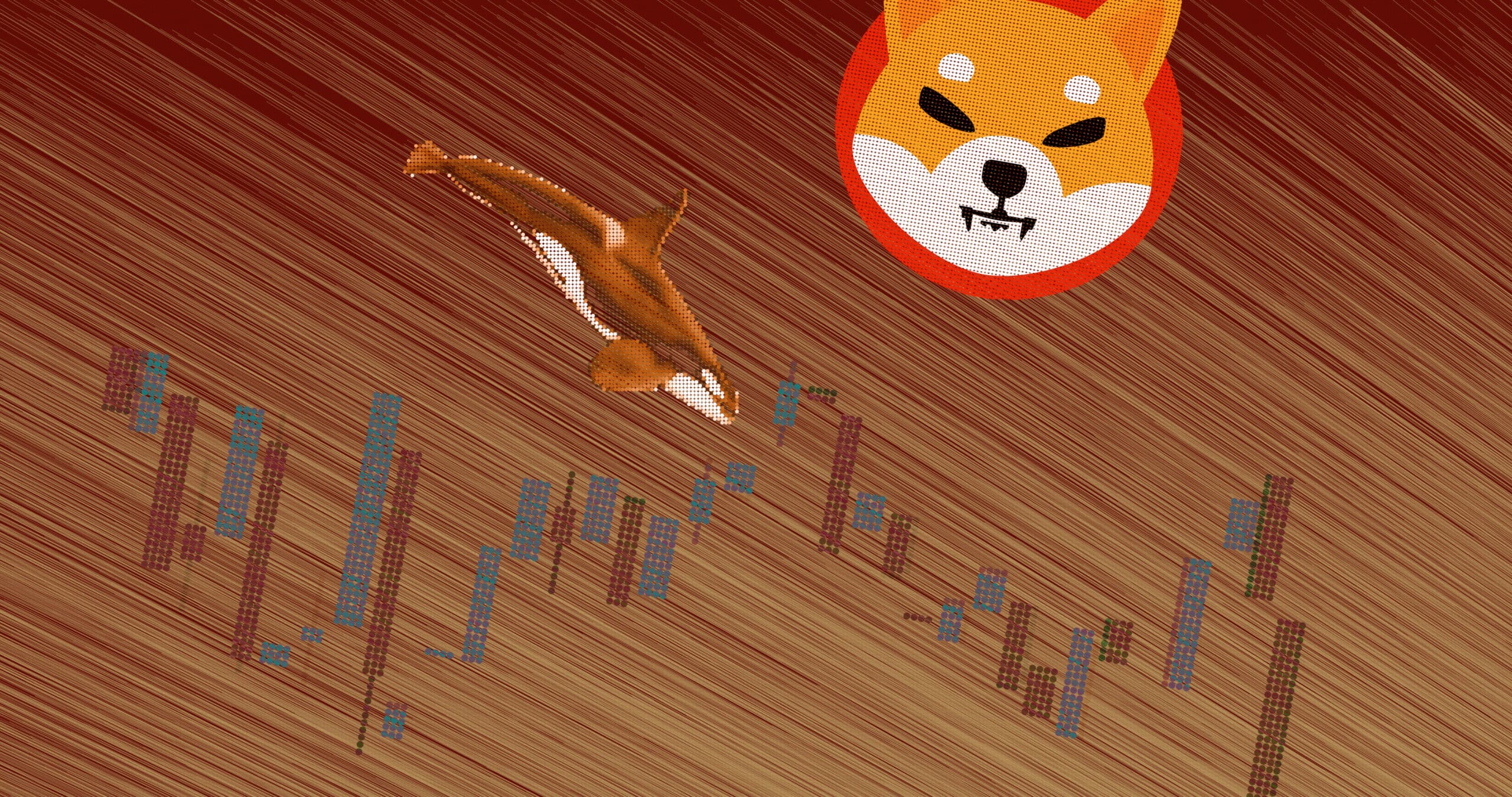 Important move of shiba inu $SHIB crypto is analyzed Illustration of a whale diving into a exchange graph to invest in meme coin